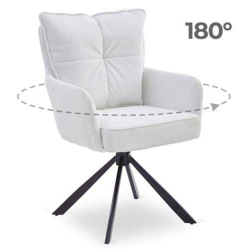 Otočná stolička v krémovej farbe s kordovým čalúnením – CITY