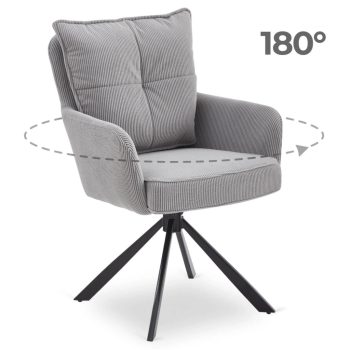   Otočná stolička v sivej farbe s kordovým čalúnením – CITY
