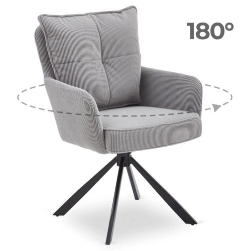 Otočná stolička v sivej farbe s kordovým čalúnením – CITY