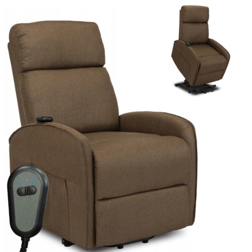 COLTON Electric Lift Recliner Armchair Brown