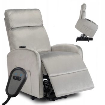 COLTON Electric Lift Recliner Armchair Grey Velvet