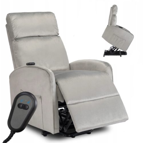 COLTON Electric Lift Recliner Armchair Grey Velvet