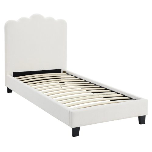 Posteľ 90x200 cm v krémovej farbe s látkovým čalúnením – CRATER