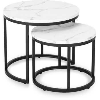   Dohányzóasztal szett fehér márvány hatású felülettel DAFNE