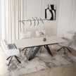 Kihúzható kerámia étkezőasztal 160–220 cm méretben, fehér márvány/fekete színben DEVON