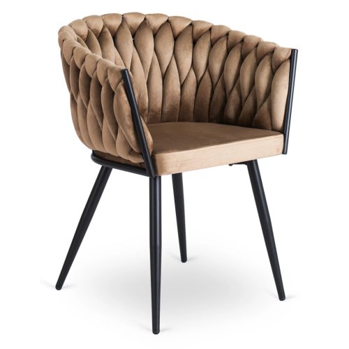 Fonott bársony szék bézs színben, ELENA