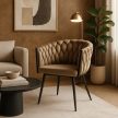 Fonott bársony szék bézs színben, ELENA