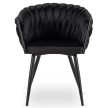 Fonott bársony szék fekete színben, ELENA