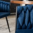 Fonott bársony szék sötétkék színben, ELENA