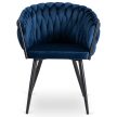 Fonott bársony szék sötétkék színben, ELENA