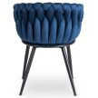 Fonott bársony szék sötétkék színben, ELENA