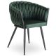 Fonott bársony szék zöld színben, ELENA