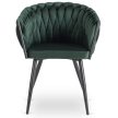 Fonott bársony szék zöld színben, ELENA
