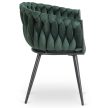 Fonott bársony szék zöld színben, ELENA