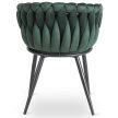 Fonott bársony szék zöld színben, ELENA