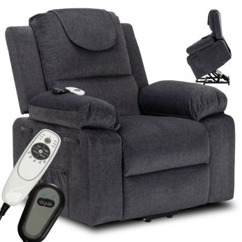   FENIX elektromos masszázsfotel felállást segítő funkcióval, sötétszürke