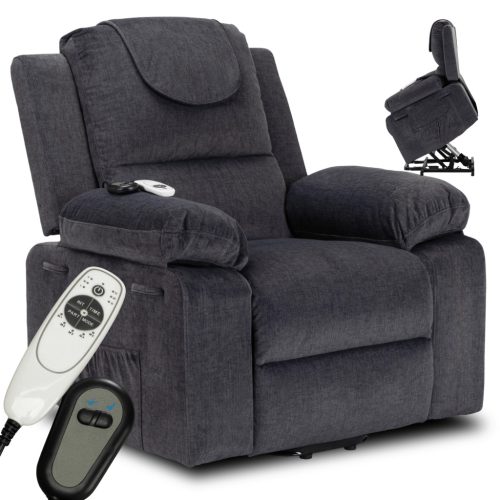 FENIX elektromos masszázsfotel felállást segítő funkcióval, sötétszürke