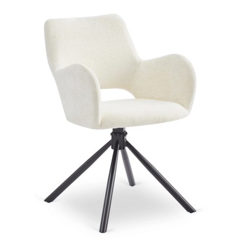 Stolička v krémovej farbe s bouclé čalúnením – FLAV