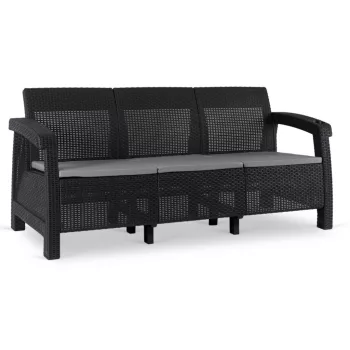 Garden sofa in black technorattan finish - Flint