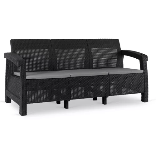 Garden sofa in black technorattan finish - Flint