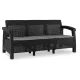 Garden sofa in black technorattan finish - Flint