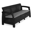 Garden sofa in black technorattan finish - Flint