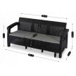 Kerti kanapé fekete színben, technorattan kivitelben FLINT