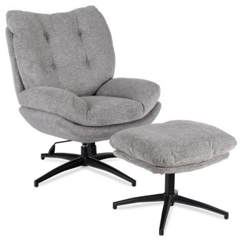Forgó pihenőfotel lábtartóval szürke, FREMONT