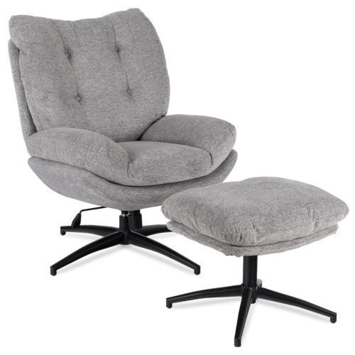 Forgó pihenőfotel lábtartóval szürke, FREMONT