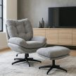 Forgó pihenőfotel lábtartóval szürke, FREMONT