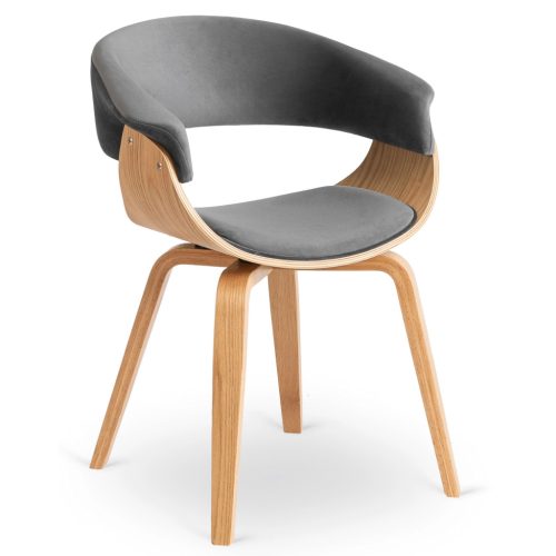 Stolička GARY zamat sivá / dub zlatý