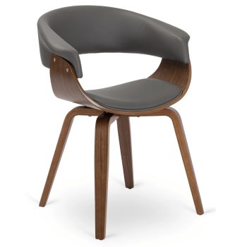 Stolička sivá / orech s ekokoženým čalúnením – GARY