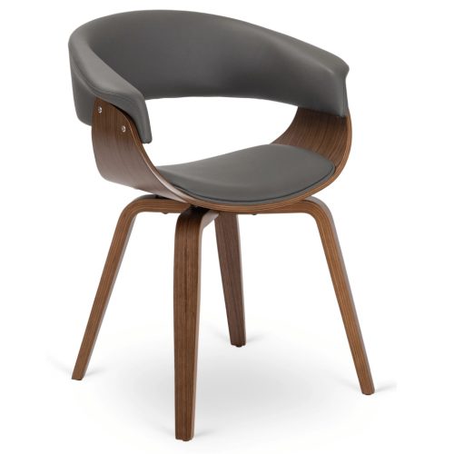 Stolička sivá / orech s ekokoženým čalúnením – GARY