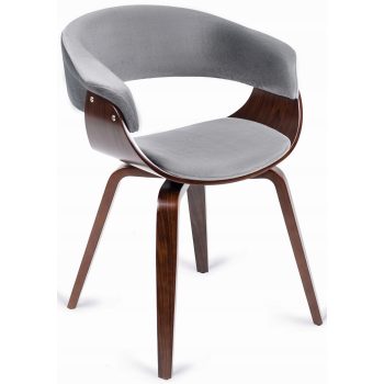 Stolička sivá / orech so zamatovým čalúnením – GARY