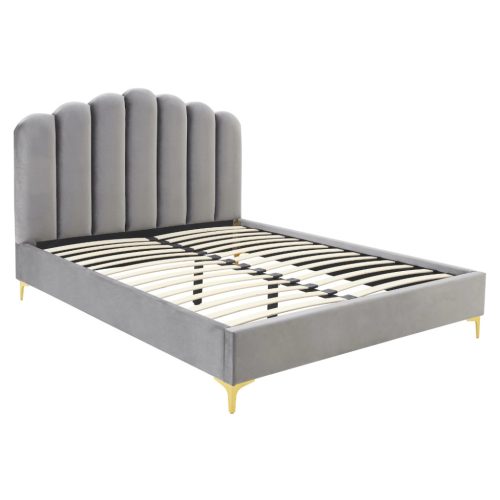 Posteľ 160x200 cm v sivej farbe s velúrovým čalúnením – GEMINI