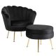 Fotel lábtartóval, fekete színben, velúr kárpittal GRAND