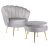 Fotel lábtartóval, szürke színben, velúr kárpittal GRAND
