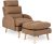 Brown Lounge Armchair with Footrest HENRY