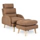 Brown Lounge Armchair with Footrest HENRY