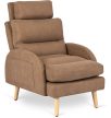 Brown Lounge Armchair with Footrest HENRY