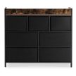 Fiókos komód rusztikus tölgy/fekete színben, 98 cm, HUDSON