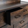 Fiókos komód rusztikus tölgy/fekete színben, 98 cm, HUDSON