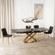 Extendable ceramic dining table 160-240 cm in black marble/gold finish - Ibiza
