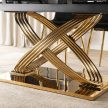 Extendable ceramic dining table 160-240 cm in black marble/gold finish - Ibiza