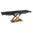 Extendable ceramic dining table 160-240 cm in black marble/gold finish - Ibiza