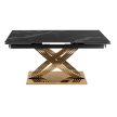 Extendable ceramic dining table 160-240 cm in black marble/gold finish - Ibiza