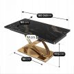 Extendable ceramic dining table 160-240 cm in black marble/gold finish - Ibiza