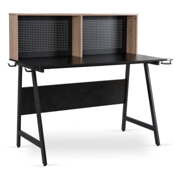   Gaming íróasztal 138,5 cm méretben, fekete/sonoma színben, tölgy kivitelben ICE