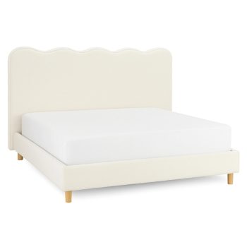   Posteľ 160x200 cm v krémovej farbe s bouclé čalúnením – IZMIR