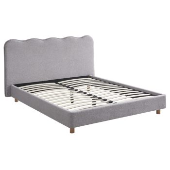   Posteľ 160x200 cm v sivej farbe s bouclé čalúnením – IZMIR